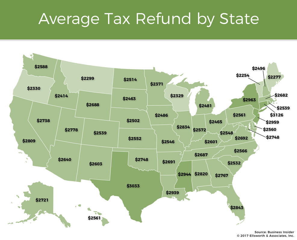 Average Tax Refund Amount by State Map